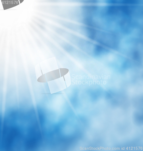 Image of Illustration nature background blue sky and sun