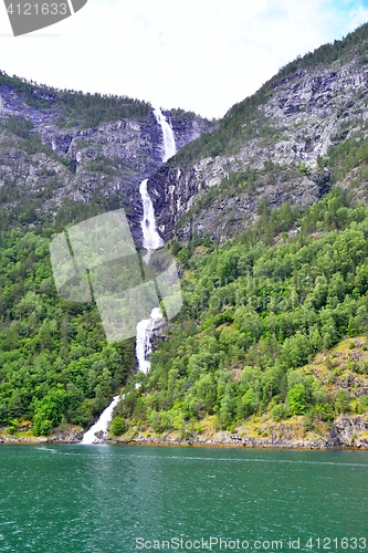 Image of Waterfall at Naeroyfjord in Norway