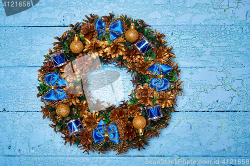 Image of Christmas wreath top view