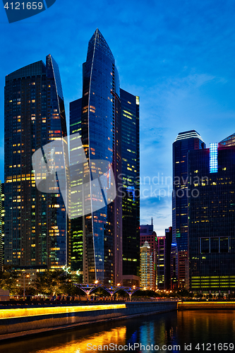 Image of Singapore downtown in evening