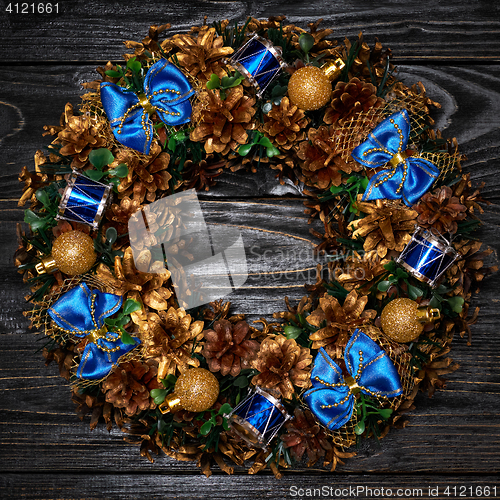 Image of Christmas wreath top view