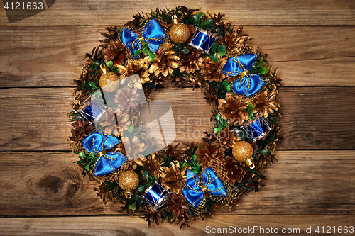 Image of Christmas wreath top view