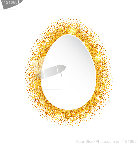 Image of Abstract Happy Easter Golden Glitter Egg