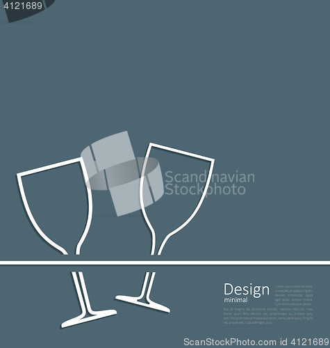 Image of Illustration two wineglass wedding invitation card