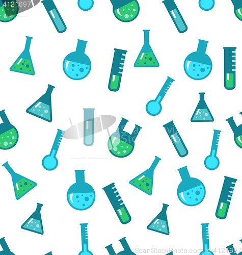 Image of Seamless Pattern of Chemical Tubes and Flasks