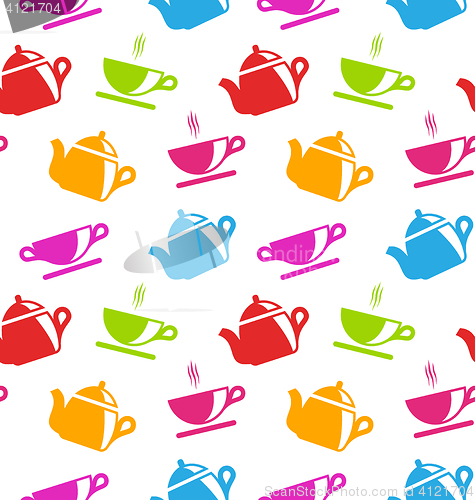 Image of Seamless Texture with Teapots and Teacups