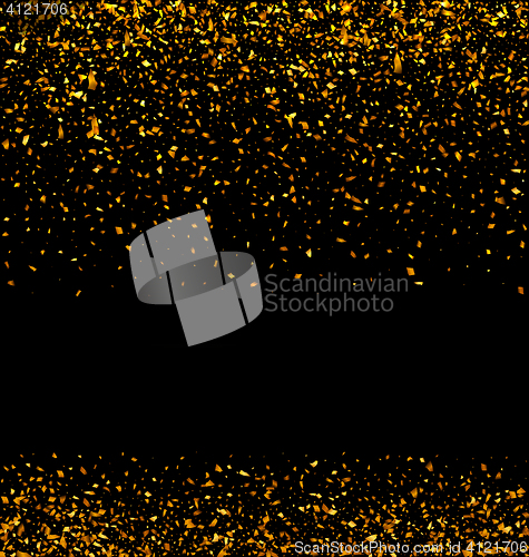Image of Golden Glitter Texture on Black Background