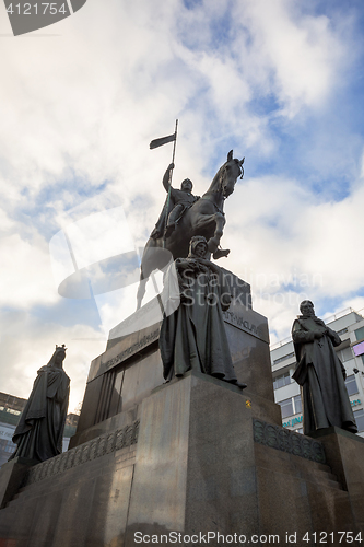 Image of Saint Wenceslas statue on Vaclavske Namesti in Prague