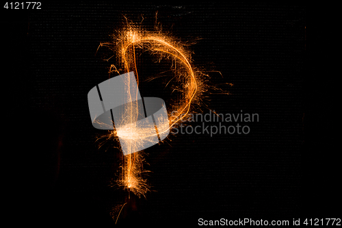 Image of Letter P made of sparklers on black