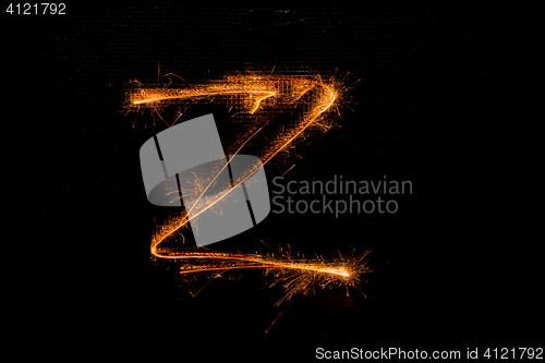 Image of Letter Z made of sparklers on black