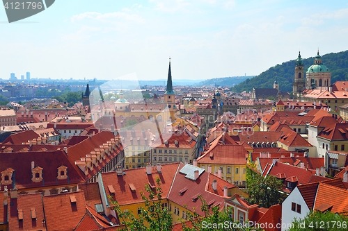 Image of Red roofs of old Prague, a view from the castle