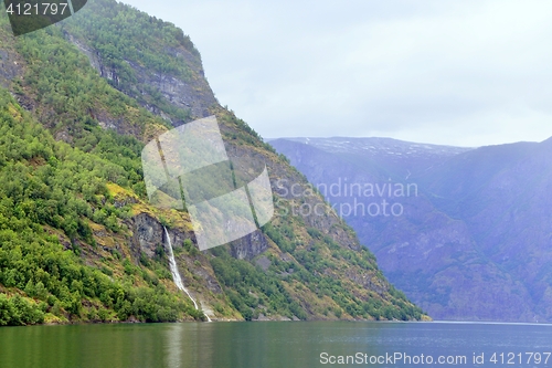 Image of Waterfall at Naeroyfjord in Norway