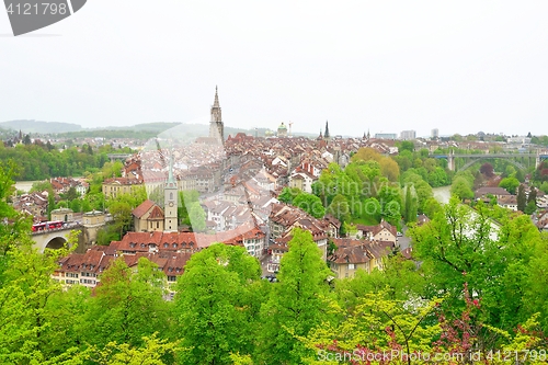 Image of Rainy Bern view from the rose garden