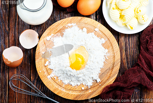 Image of flour,milk, butter and eggs