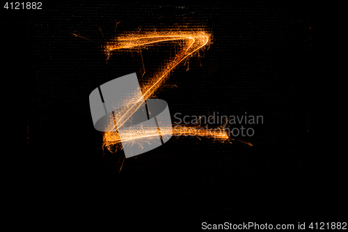 Image of Letter Z made of sparklers on black