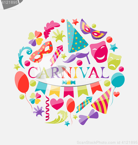 Image of Festive banner with carnival colorful icons