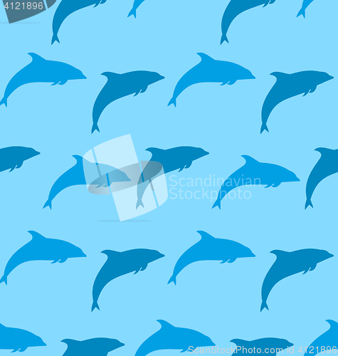 Image of Seamless Pattern with Dolphin, Marine Mammal Animal