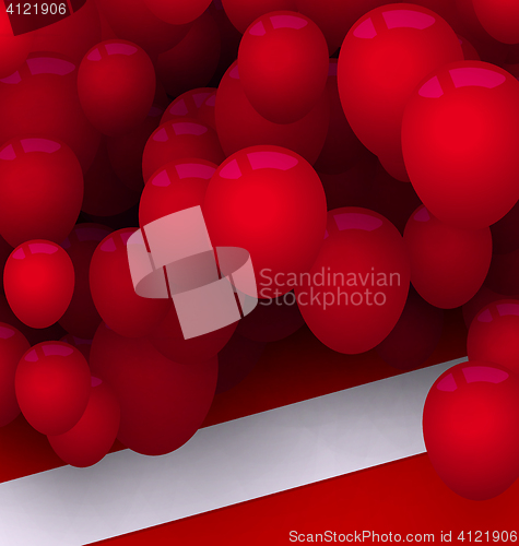 Image of Bright Card with Red Balloons for Your Holiday
