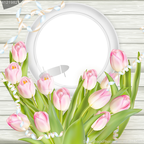 Image of Tulips and blank white frame. EPS 10