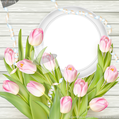 Image of Tulips and blank white frame. EPS 10