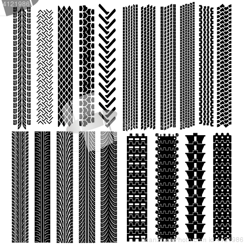 Image of Set of detailed tire prints, illustration