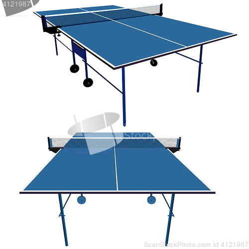 Image of Ping pong blue table tennis. illustration.