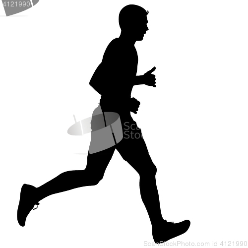 Image of Silhouettes Runners on sprint, men. illustration.