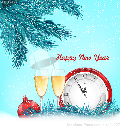 Image of Happy New Year Background with Traditional Objects