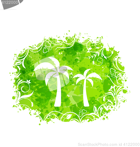Image of Abstract Stain Frame with Palm Trees