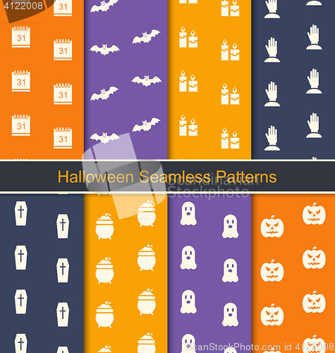 Image of Set Seamless Textures with Halloween Symbols