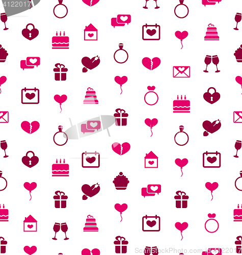 Image of Seamless Background with Traditional Objects for Valentines Day