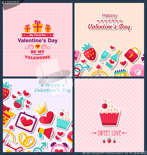 Image of Set Beautiful Banners with Traditional Elements for Happy Valent
