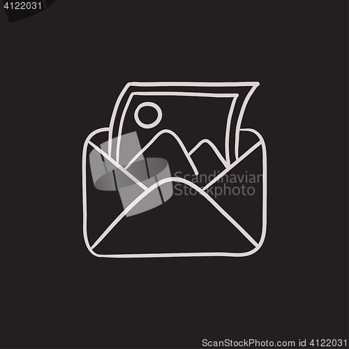 Image of Envelope mail with photo sketch icon.