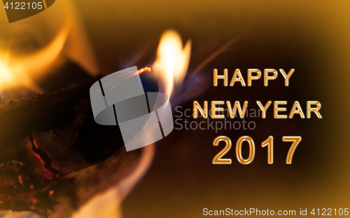 Image of New year 2017 background with fireplace.