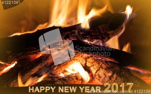 Image of New year 2017 background with fireplace.