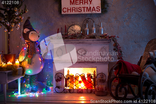 Image of Christmas and New Year interior of living room.