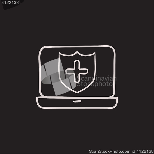 Image of Computer security sketch icon.