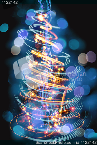 Image of xmas tree from the christmas lights