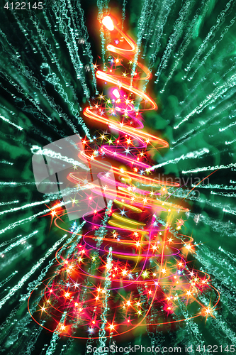 Image of xmas tree from the christmas lights