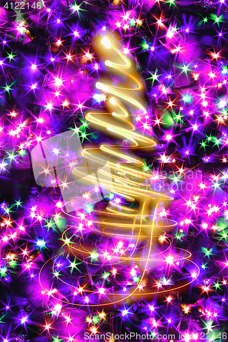 Image of xmas tree from the christmas lights