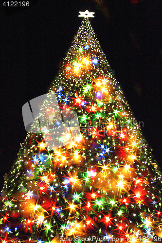 Image of xmas tree from the christmas lights