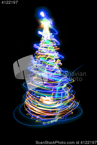 Image of xmas tree from the christmas lights
