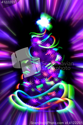 Image of xmas tree from the christmas lights