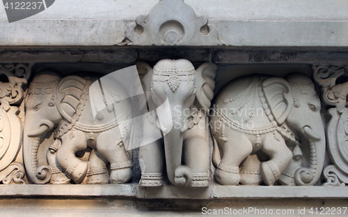 Image of Stone carvings in Hindu temple Birla Mandir in Kolkata, India