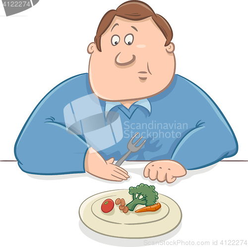 Image of sad man on diet cartoon