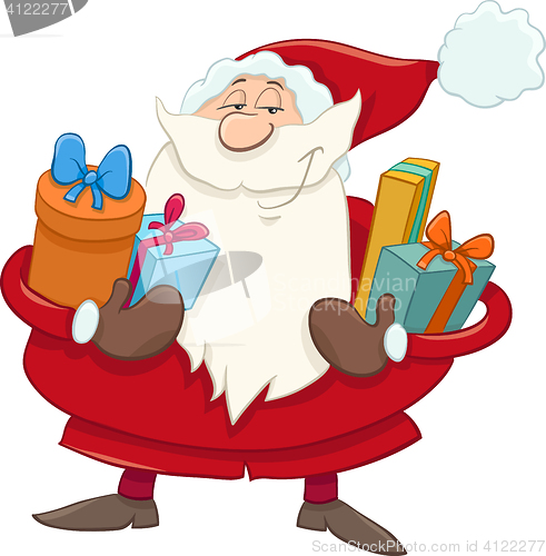 Image of santa with presents cartoon