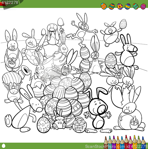 Image of easter bunnies for coloring