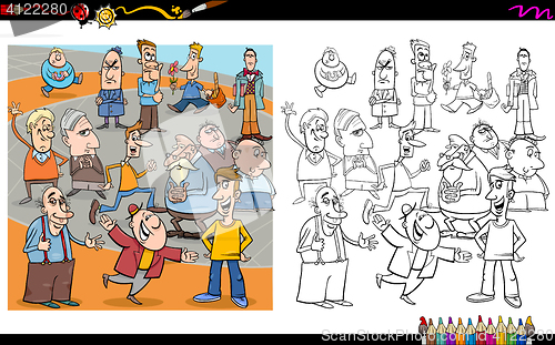 Image of people characters coloring book