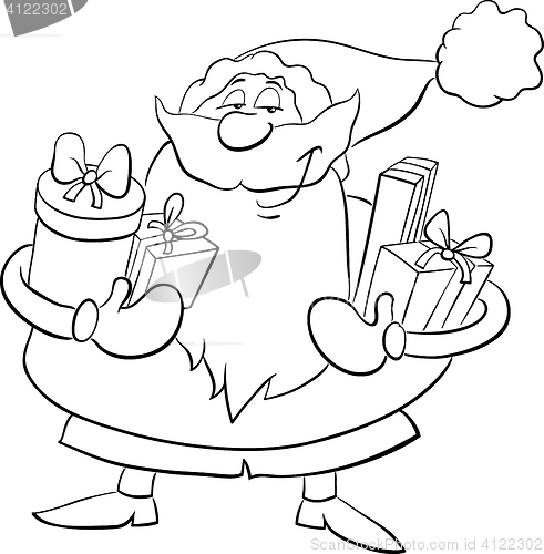 Image of santa with gifts coloring book