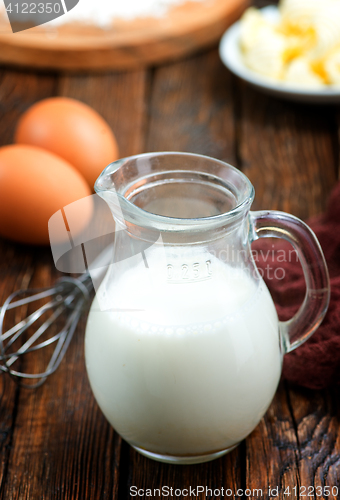 Image of flour,milk, butter and eggs